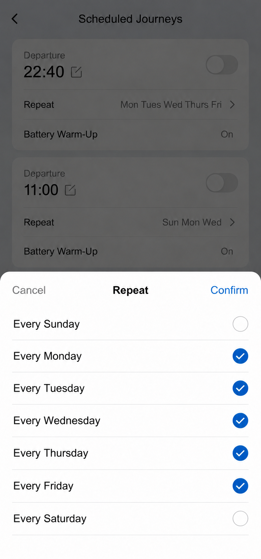 Confirm Repeat Days