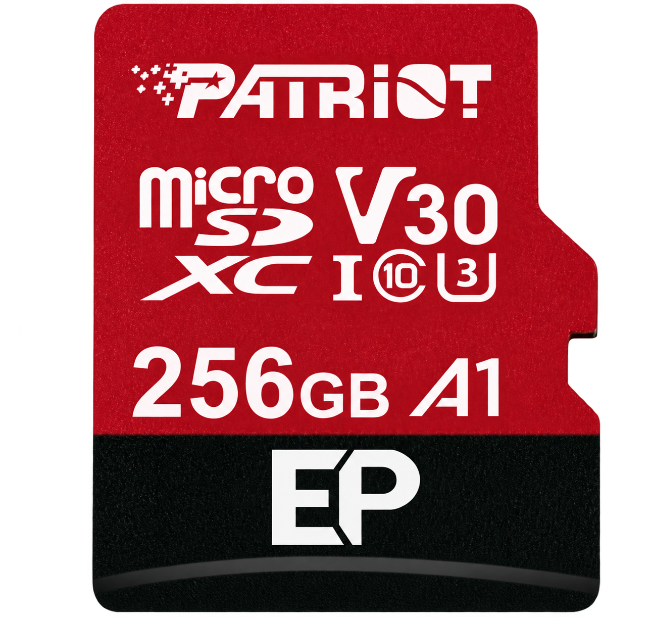 Patriot EP 256GB microSDXC A1 V30 Class 10 U3 card, model PEF256GEP31MCX.